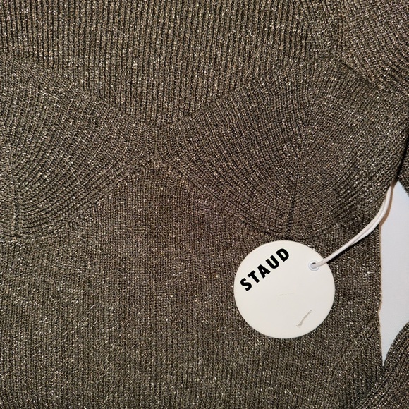 NWT Staud Gold Metallic Long Sleeve Women's Top - Picture 3 of 4